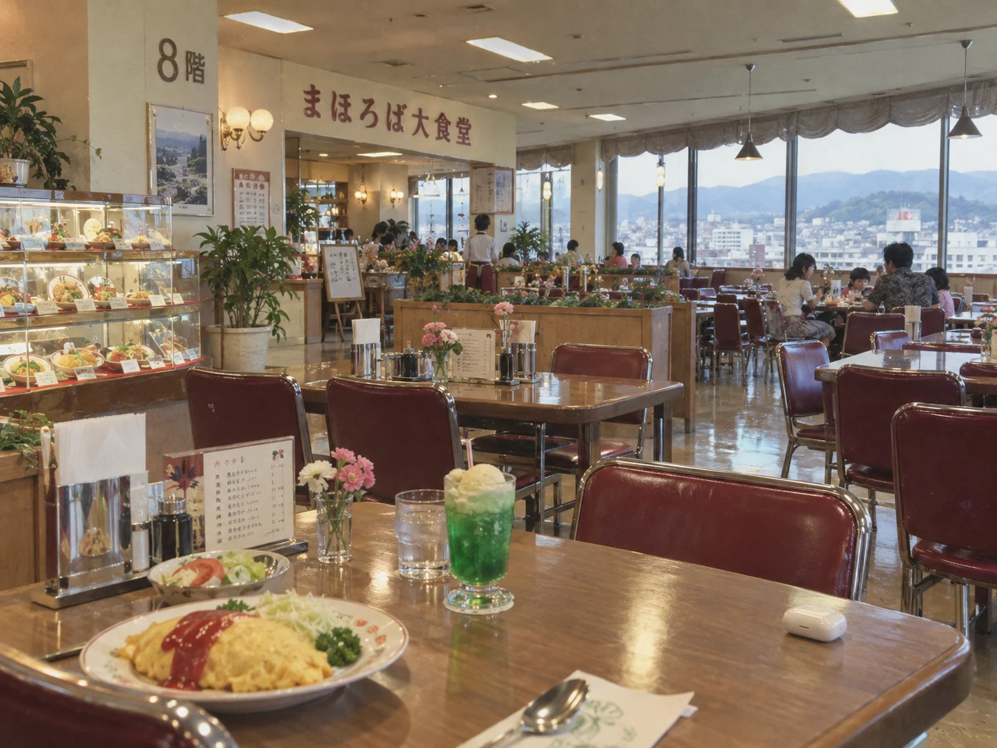 公式サイトのまほろば大食堂。テーブルと椅子が整然と並ぶ静かな店内